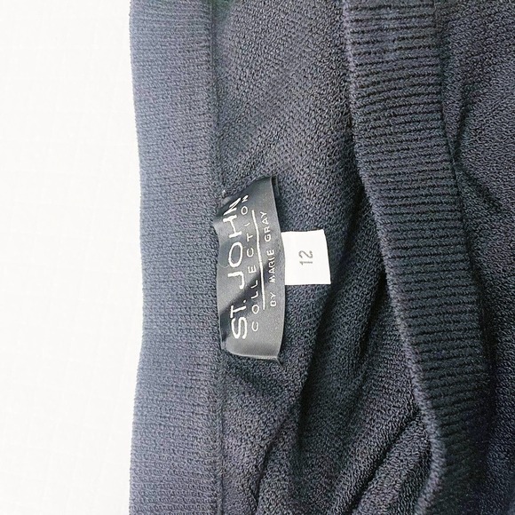 St. Johh Collection Marie Gray Black Wool Knit Pencil Skirt Mint SZ12 - Picture 2 of 5